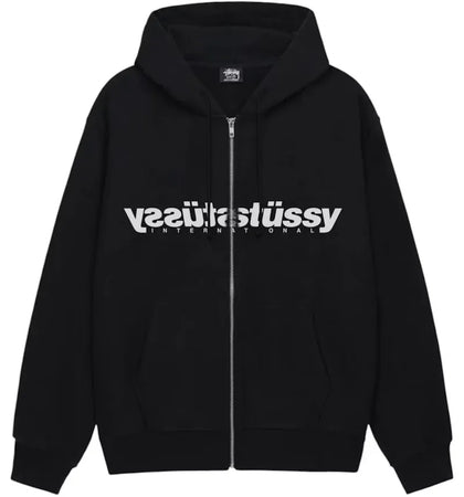 Stussy Mirror Zip Hoodie Black - authentic Stussy apparel