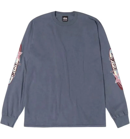 Stussy Two Star L/S Pigment Dyed Tee Navy - authentic Stussy product