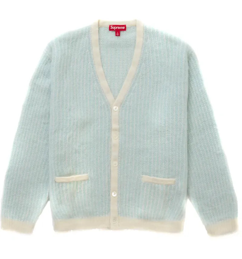Supreme 2-Tone Mohair Cardigan Ivory - vue 360