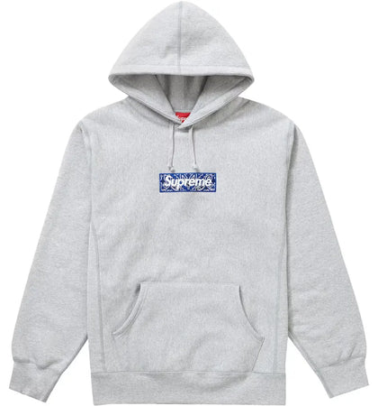Supreme Bandana Box Logo Hooded Sweatshirt Heather Grey - authentic Supreme apparel