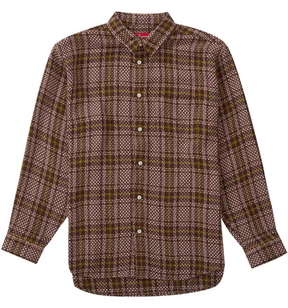 Supreme Basket Weave Plaid Shirt Brown - authentic Supreme apparel