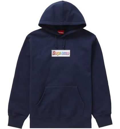Supreme Bling Box Logo Hooded Sweatshirt Navy - authentic Supreme apparel