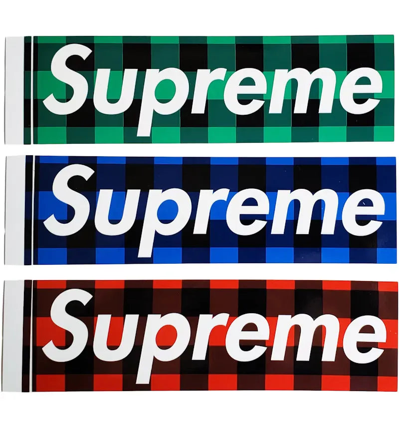 Supreme Buffalo Plaid Box Logo Sticker Set - vue 360