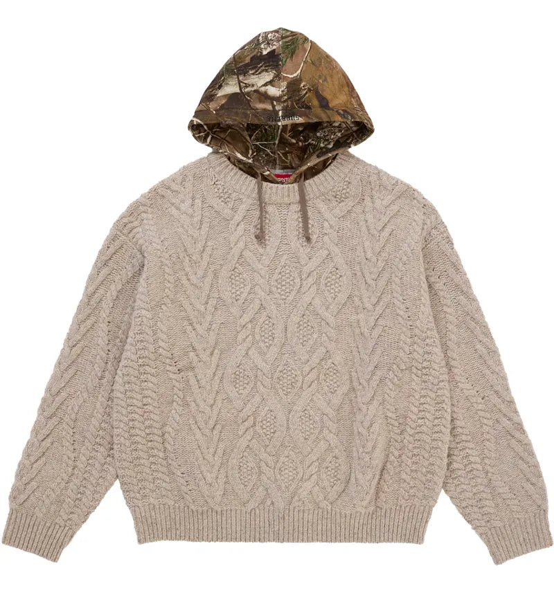 Supreme Cable Hooded Sweater Oatmeal - vue 360
