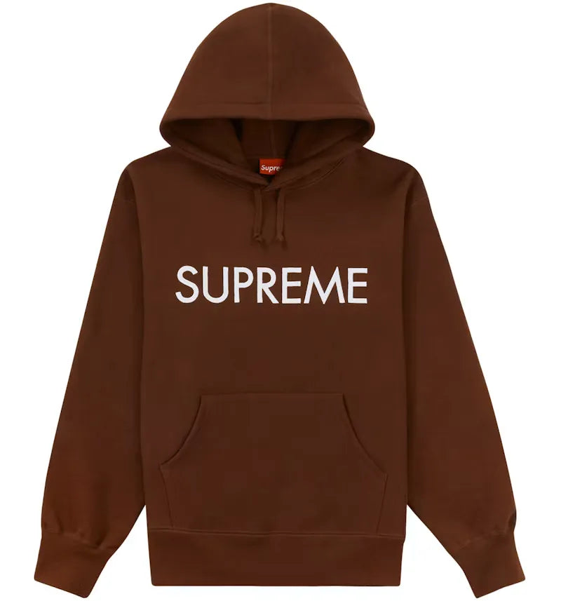 Supreme Capital Hooded Sweatshirt Dark Brown - vue 360