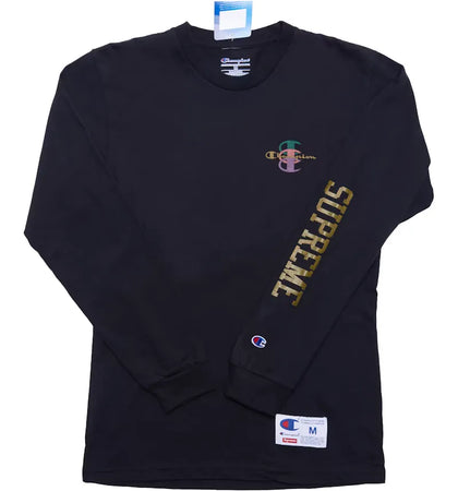 Supreme Champion Stacked C L/S Tee Black - authentic Supreme product