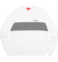 Supreme Checkered Panel Crewneck Sweater White