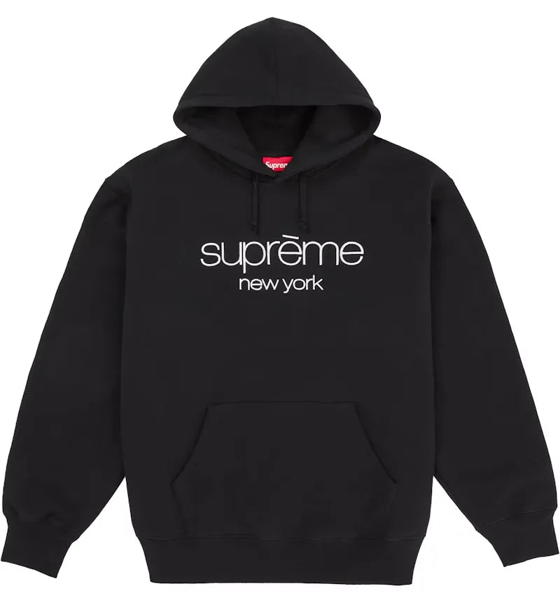 Supreme Classic Logo Hooded Sweatshirt Black - vue 360