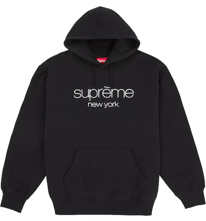 Supreme Classic Logo Hooded Sweatshirt Black - authentic Supreme apparel