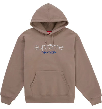 Supreme Classic Logo Hooded Sweatshirt Brown - authentic Supreme apparel