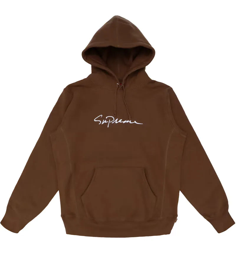 Supreme Classic Script Hooded Sweatshirt Brown - vue 360