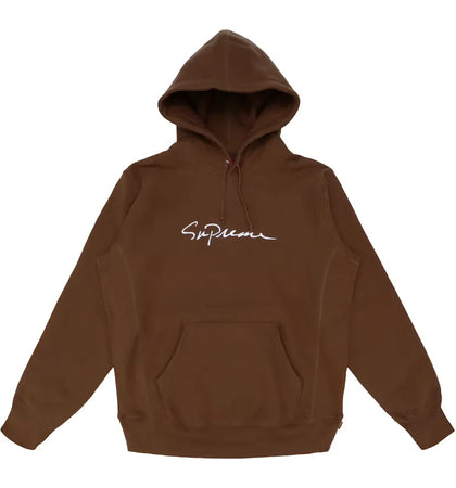 Supreme Classic Script Hooded Sweatshirt Brown - authentic Supreme apparel