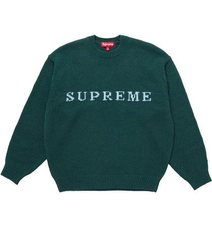 Supreme Contrast Logo Sweater (FW25) Pine - authentic Supreme apparel