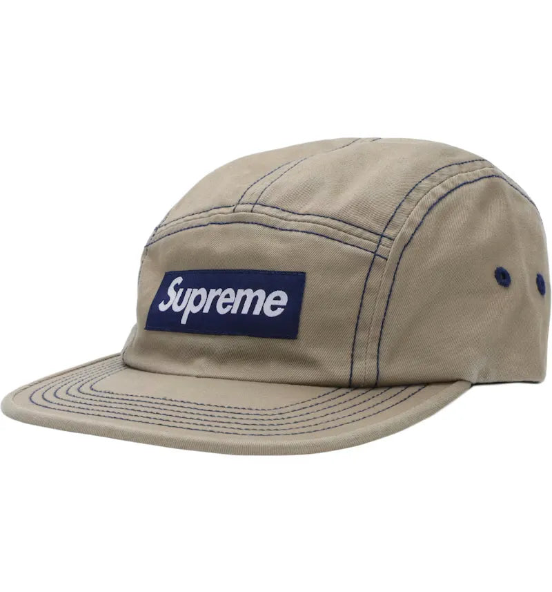 Supreme Contrast Stitch Camp Cap (SS18) Tan - vue 360