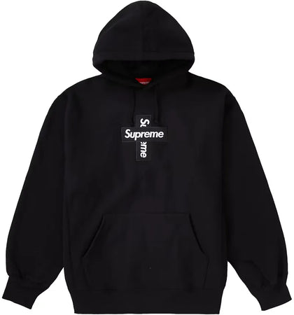 Supreme Cross Box Logo Hooded Sweatshirt Black - authentic Supreme apparel