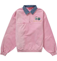 Supreme Denim Collar Half Zip Sweatshirt Pink