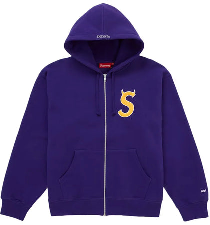 Supreme Devil S Logo Zip Up Hooded Sweatshirt Purple - authentic Supreme apparel