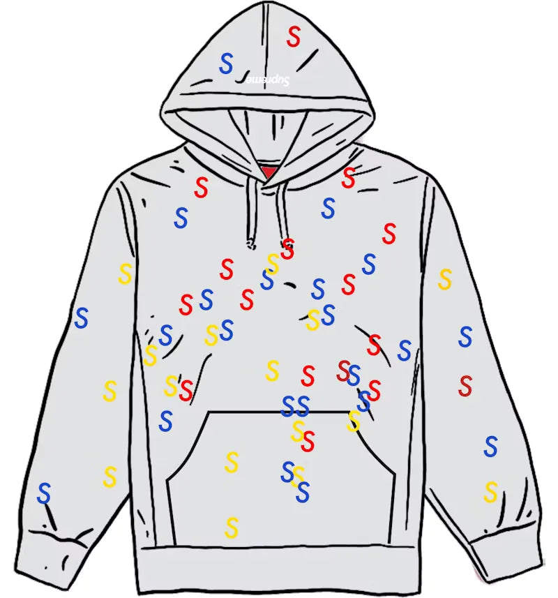 Supreme Embroidered S Hooded Sweatshirt Ash Grey - vue 360