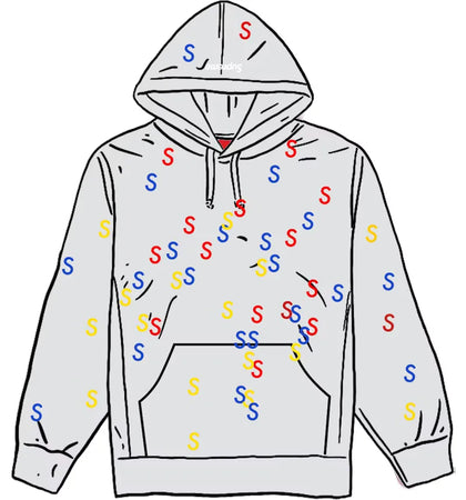 Supreme Embroidered S Hooded Sweatshirt Ash Grey - authentic Supreme apparel