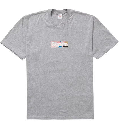 Supreme Emilio Pucci Box Logo Tee Heather Grey/Dusty Pink - authentic Supreme product
