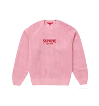 Supreme Flocked Logo Sweater Pink