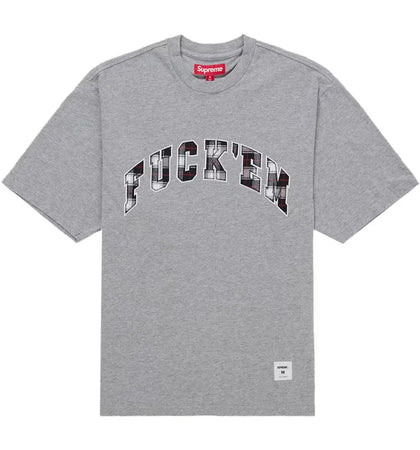 Supreme Fuck Em Plaid S/S Top Heather Grey - authentic Supreme product