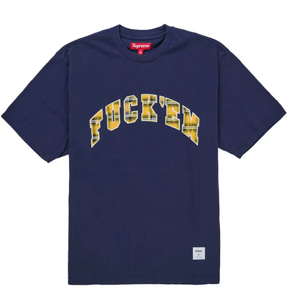 Supreme Fuck Em Plaid S/S Top Navy - authentic Supreme product