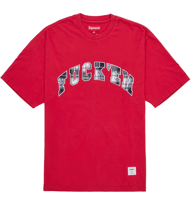 Supreme Fuck Em Plaid S/S Top Red - vue 360