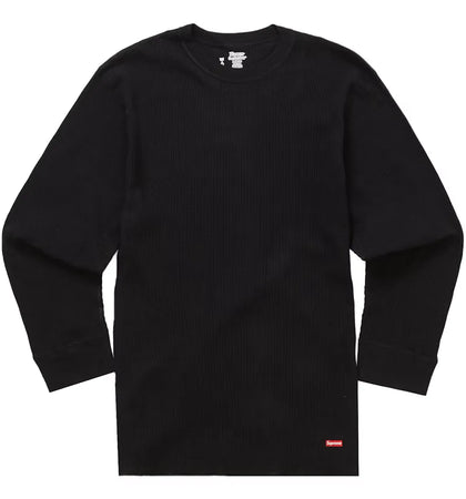 Supreme Hanes Thermal Crew (1 Pack) Black - authentic Supreme product