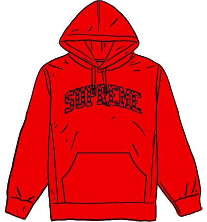 Supreme Hearts Arc Hooded Sweatshirt Red - authentic Supreme apparel
