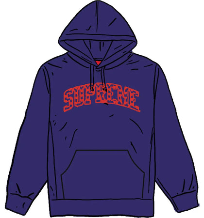 Supreme Hearts Arc Hooded Sweatshirt Washed Navy - authentic Supreme apparel