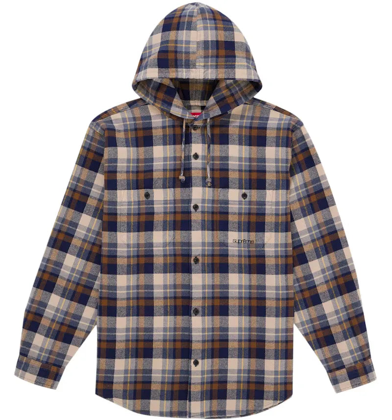 Supreme Hooded Flannel Shirt Brown - vue 360