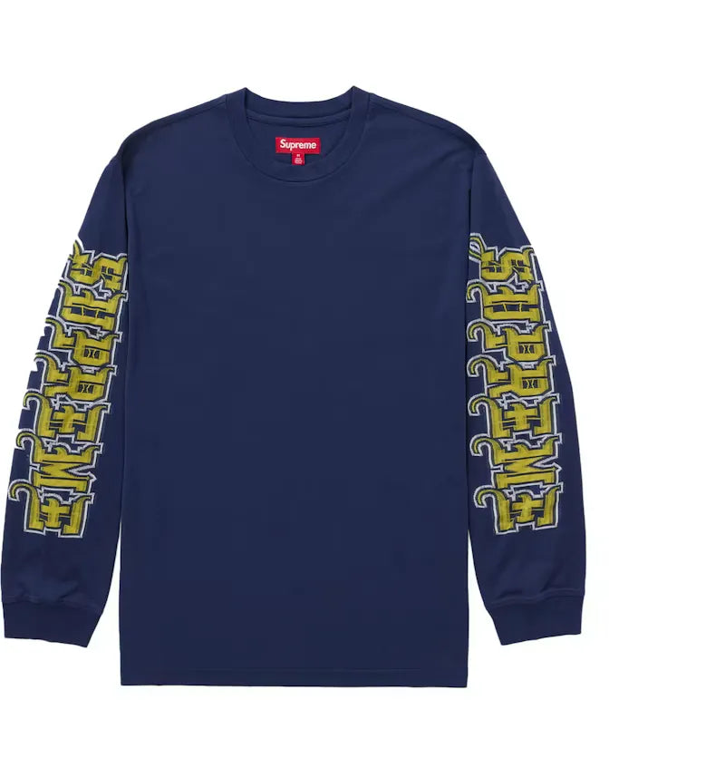 Supreme Intarsia Sleeve L/S Top (FW25) Navy - vue 360