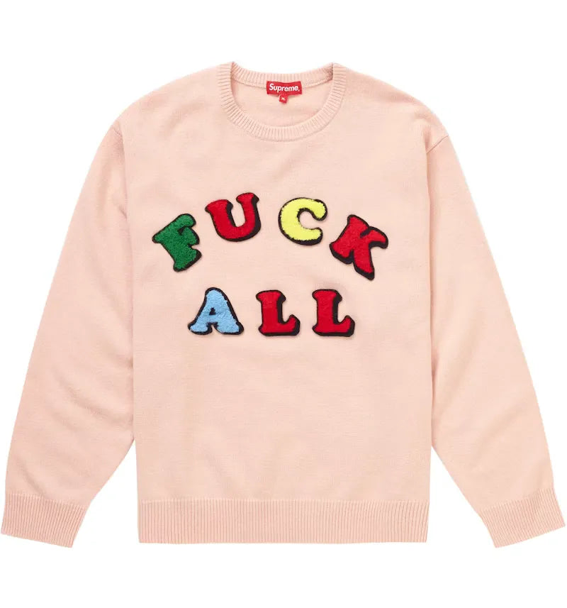 Supreme Jamie Reid Fuck All Sweater Dusty Pink - vue 360