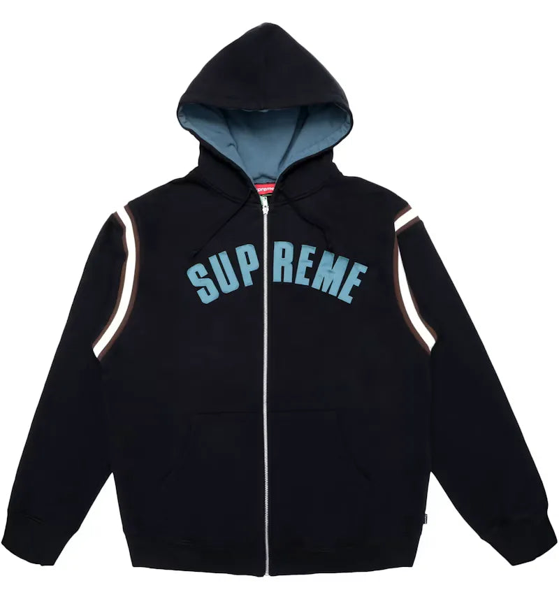 Supreme Jet Sleeve Zip Up Hooded Sweatshirt Black - vue 360