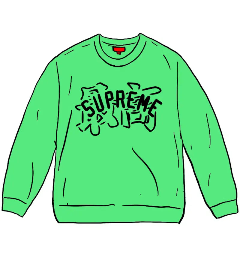 Supreme Kanji Logo Crewneck Bright Green - vue 360