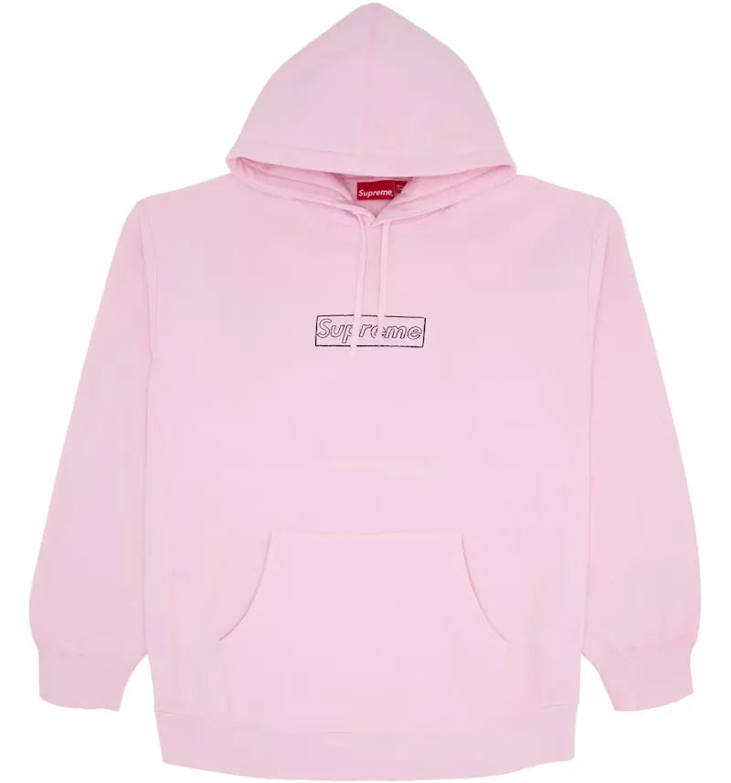 Supreme KAWS Chalk Logo Hooded Sweatshirt Light Pink - vue 360