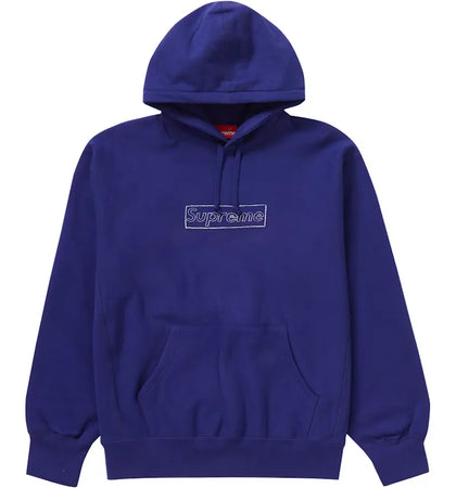Supreme KAWS Chalk Logo Hooded Sweatshirt Washed Navy - authentic Supreme apparel