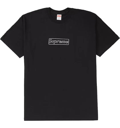 Supreme KAWS Chalk Logo Tee Black - authentic Supreme product