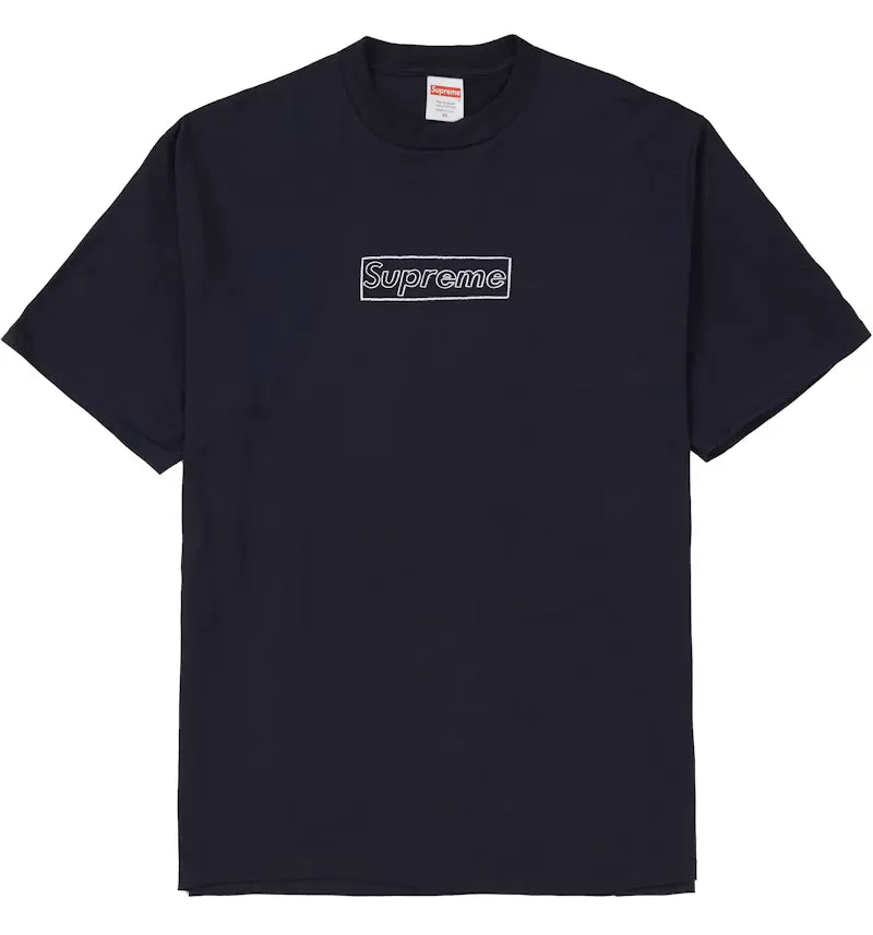 Supreme KAWS Chalk Logo Tee Navy - vue 360