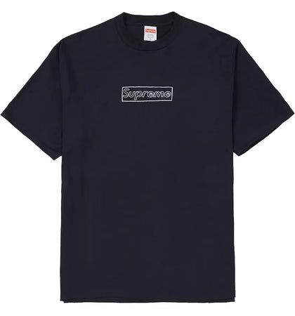Supreme KAWS Chalk Logo Tee Navy - authentic Supreme product