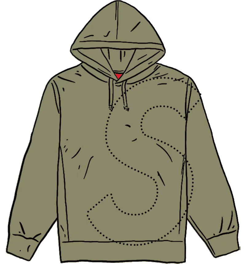 Supreme Laser Cut S Logo Hooded Sweatshirt Light Olive - vue 360