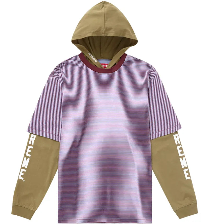 Supreme Layered Hooded L/S Top (SS24) Olive - vue 360
