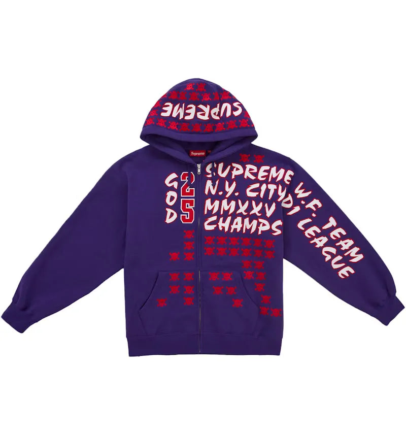 Supreme League Champs Zip Up Hooded Sweatshirt Purple - vue 360