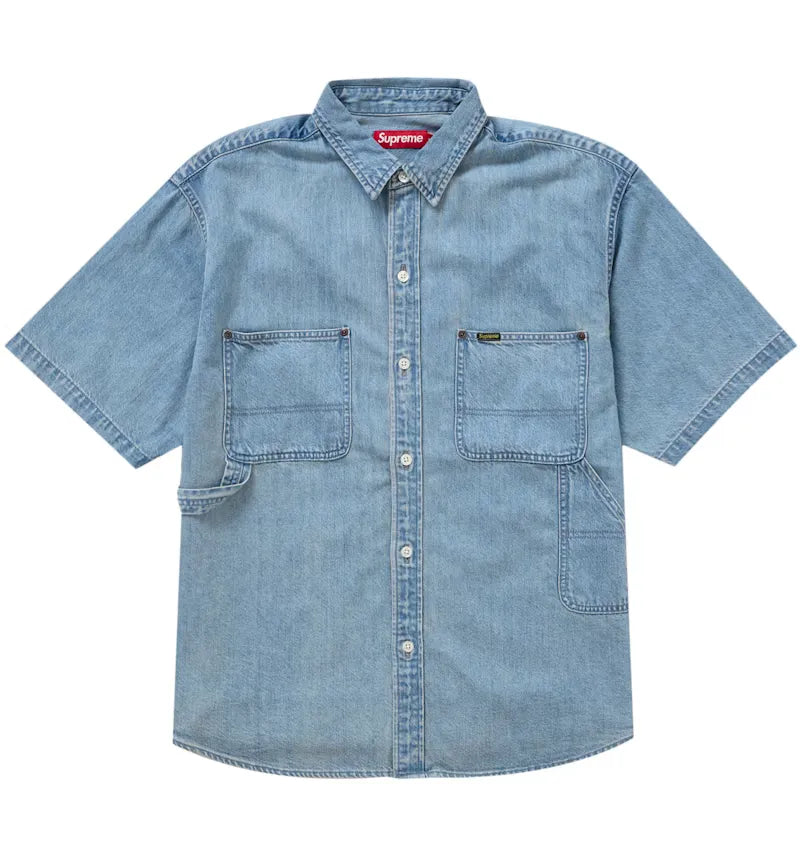 Supreme Loose Fit S/S Denim Painter Shirt Washed Blue - vue 360