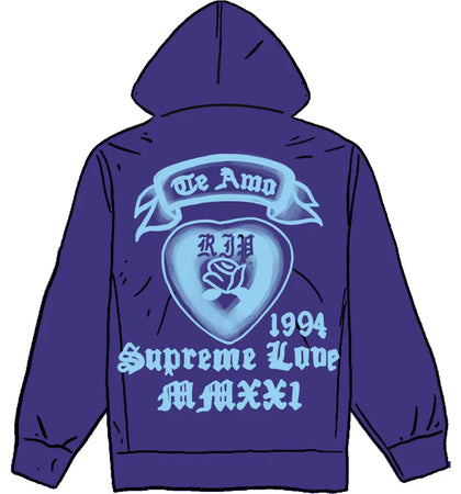 Supreme Love Hooded Sweatshirt Dark Royal - authentic Supreme apparel