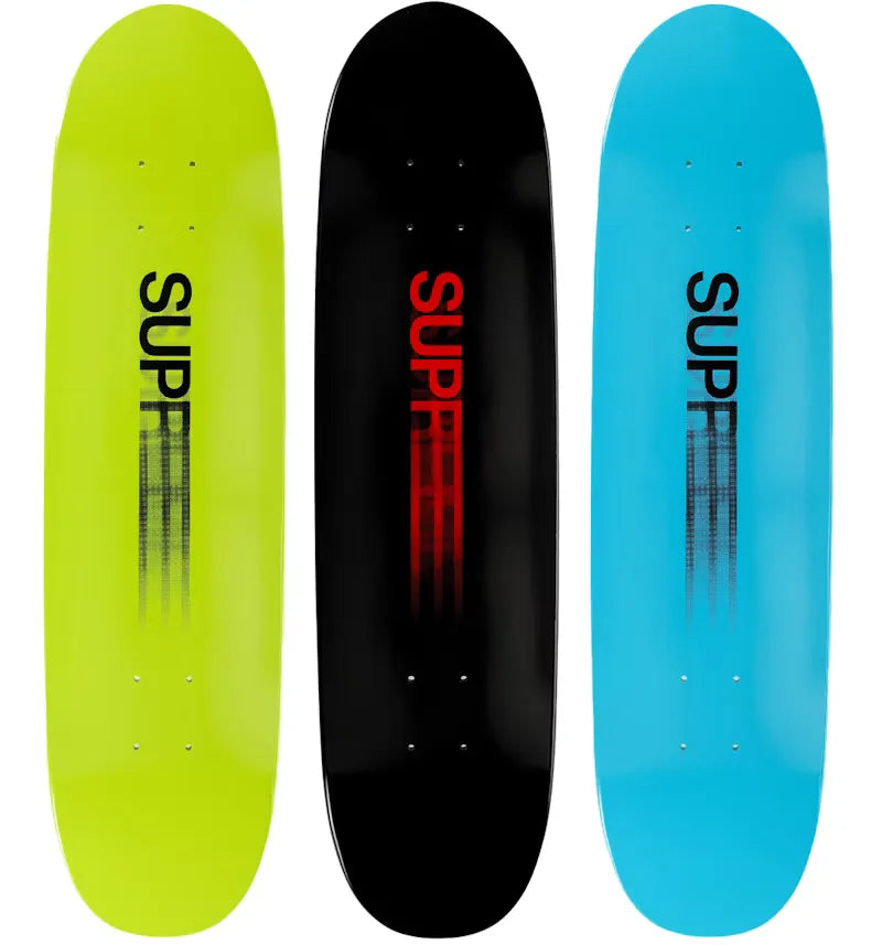 Supreme Motion Logo Cruiser Skateboard Deck Black/Blue/Lime Set - vue 360