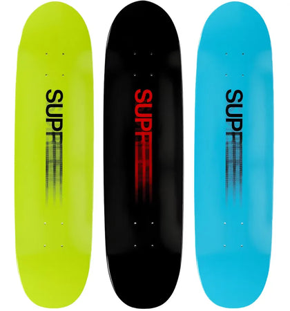 Supreme Motion Logo Cruiser Skateboard Deck Black/Blue/Lime Set - authentic Supreme product