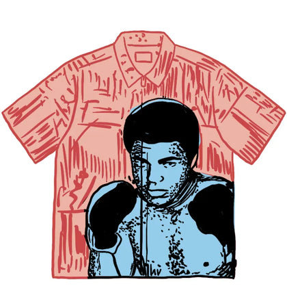 Supreme Muhammad Ali Zip Up S/S Shirt Red - authentic Supreme apparel