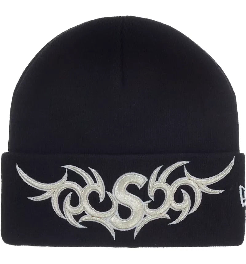 Supreme New Era Tribal S Logo Beanie Black - vue 360